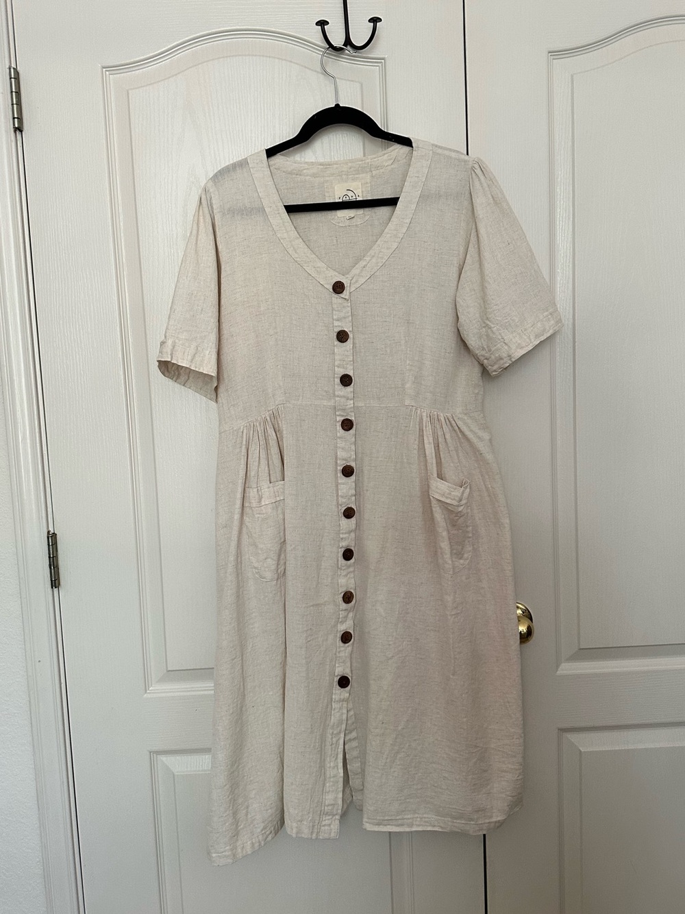 Pana Mina Cream Linen Button-Up Dress